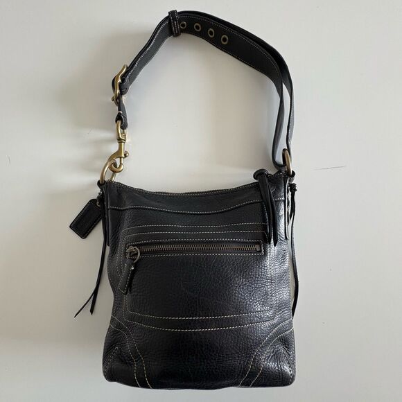 Vtg Coach Bleecker Black Pebbled Bag Purse Y2K Classic Duffle Crossbody 10398 - Picture 15 of 16